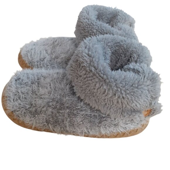 Brookstone Shoes - Brookstone Bootie Slipper Womens Size 5-6 Gray Faux Fuzzy Sherpa Indoor